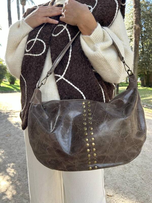 Bolso media luna piel