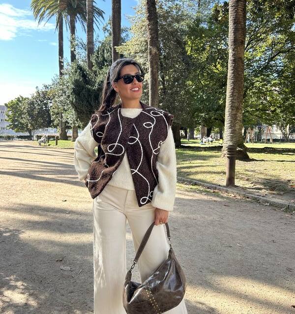 Bolso media luna piel