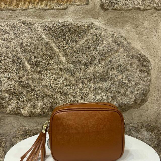 Bandolera piel camel