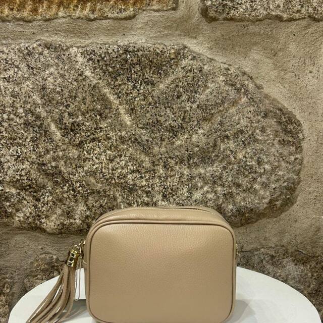 Bandolera piel beige